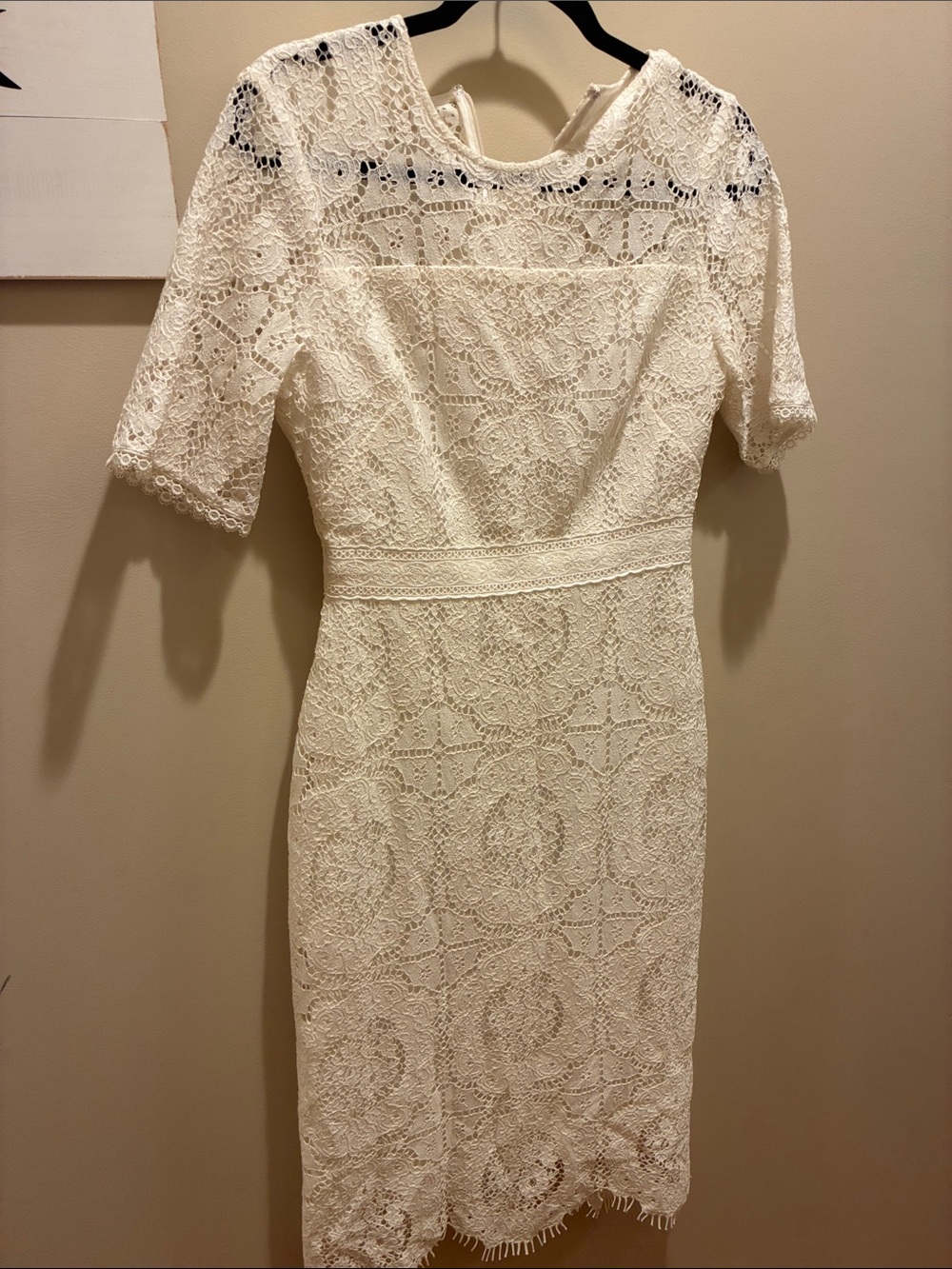 Shoshanna White Lace Midi Sheath Dress